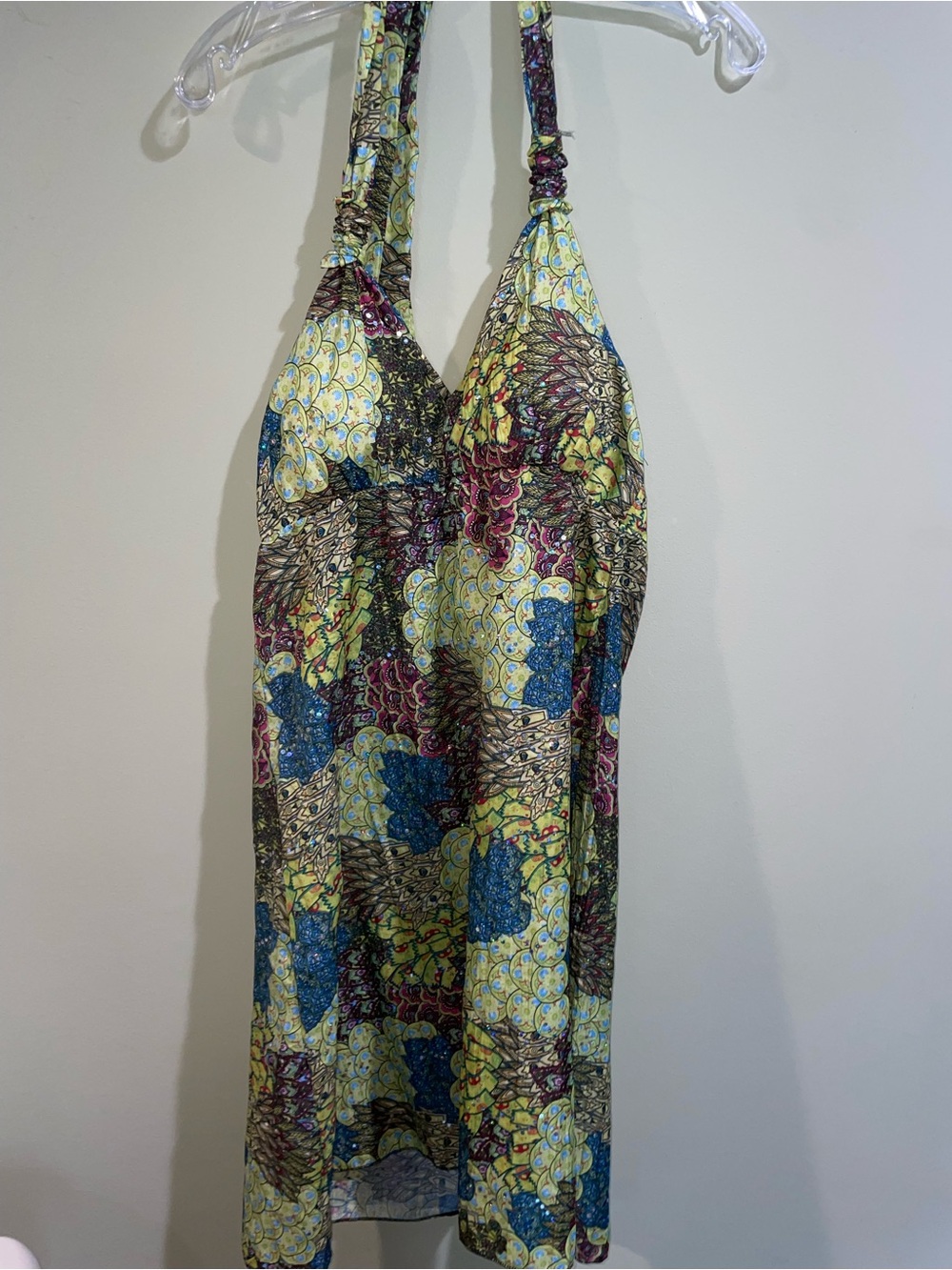 Ingear Multicolor Halter One-Piece with Blue, Yellow, Purple Accents